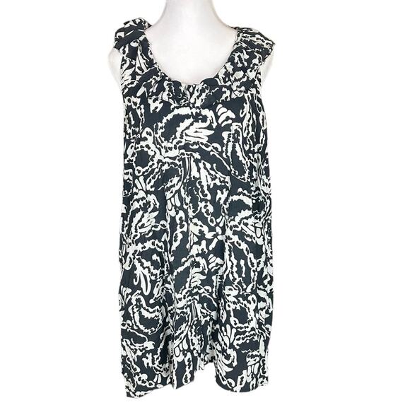 Liz Lange Maternity Print Ruffle Neck Tunic Top Black White Size XXL - Picture 1 of 8